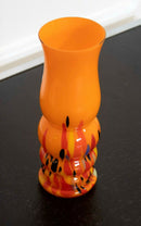 Czech Glass Orange Vase with Blue & Yellow Designs