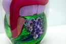Berry Davis Signed Contemporary Pink Purple Green Swirl Design Studio Art Glass