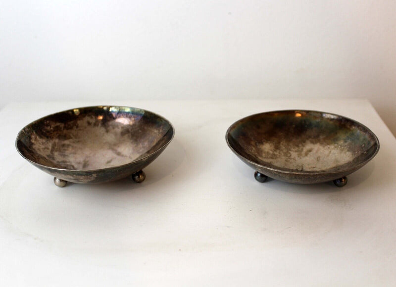Mid Century Modern Pair Alfredo Scciarotta Modernist Sterling Silver Mini Bowls