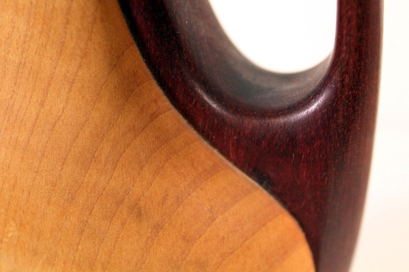 Mid Century Modern Walnut, Maple, and Purple Heart Wood Vessel Signed by Artist