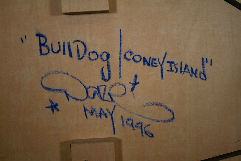 DAZE Chris Ellis Bulldog Coney Island Signed Graffiti St Art Portrait on Wood