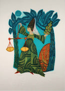 Judith Bledsoe Taurus Libra Hand Signed Contemporary Lithograph 126/250 Framed