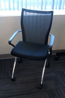 Contemporary Modern Mesh and Chrome Mayline Valore Stackable Side Office Chairs