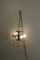 Vintage Mid Century Lucite Chrome Ribbon Chandelier Pendant Light Sonneman Style