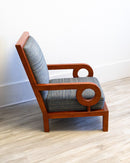 Pair of Custom Made Art Deco Style Mahogany Wood Arm Chairs