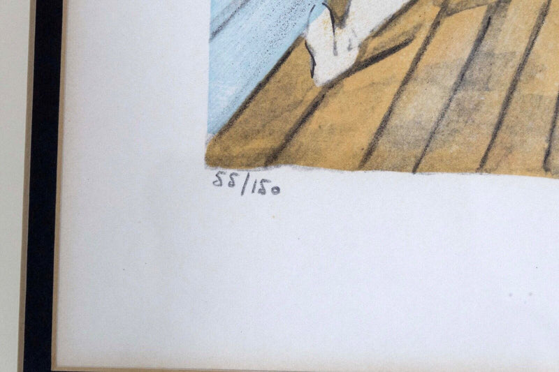 Leonard Tsugouharu Knitting Signed Modern Lithograph on Paper 1963 Framed 55/150