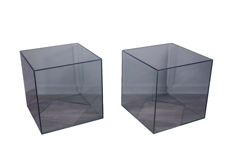 Contemporary Modern Pair of Vintage Glass Cube End Tables