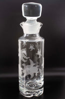 Ronald Pennell Signed Contemporary Etched Turtle Design Studio Clear Decanter