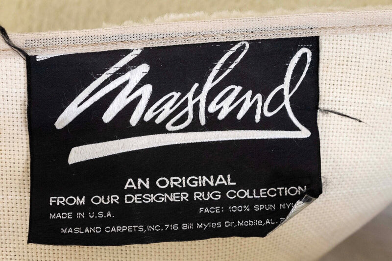 Contemporary Modern Masland Designer White Rug Black Design and Original Tag
