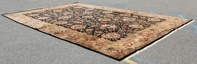 Vintage Aubusson Style Floral Hand Made Wool  Rectangle Area Rug Carpet