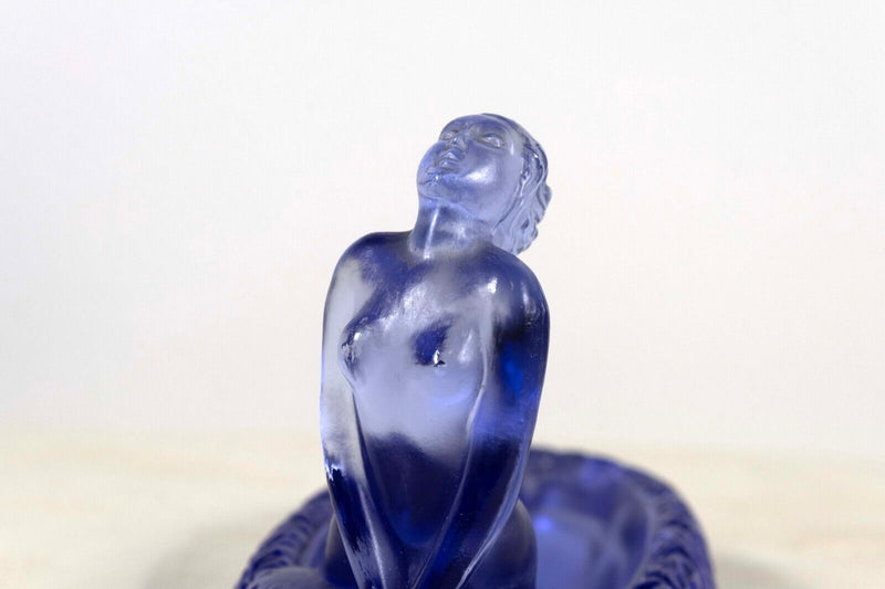 Heinrich Hoffmann Ingrid Art Deco Pin Tray Blue Glass Female Nude 1930s
