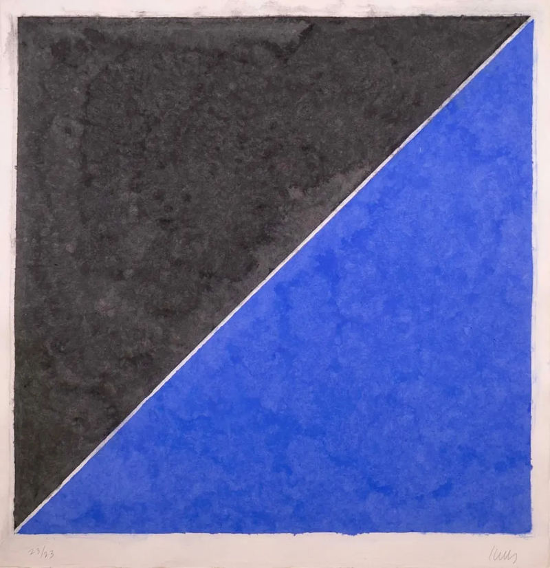 Ellsworth Kelly Colored Paper Images XV Dark Gray & Blue 1976 Signed Colored