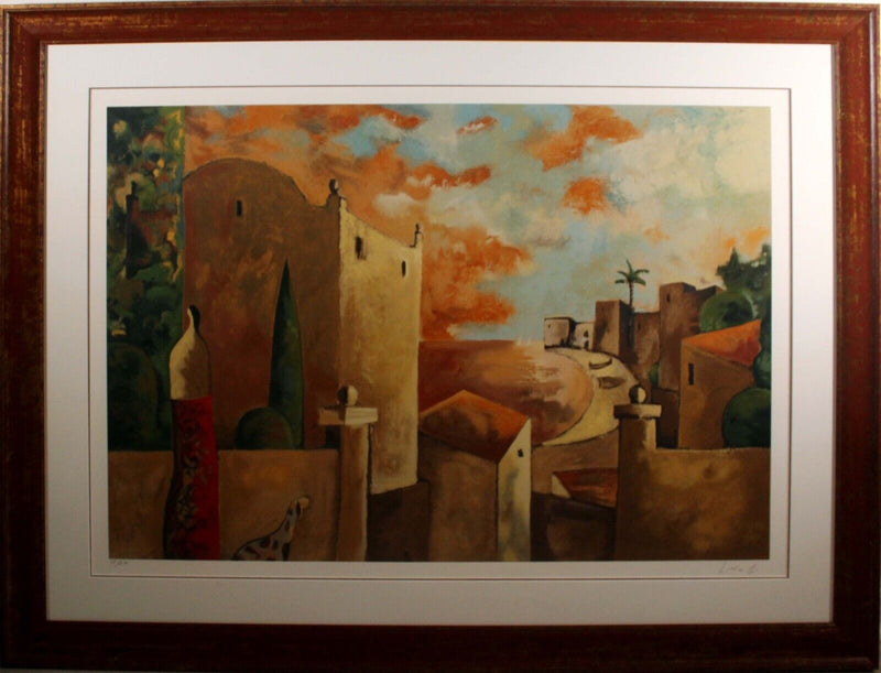 Didier Lourenco Signed Contemporary Village Scene Serigraph 38/275