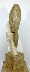 Contemporary Modern Composite Faux Marble Table Sculpture Austin Prod Era 1980s