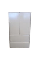 White Hybrid Unit Lateral File w Storage Cabinet
