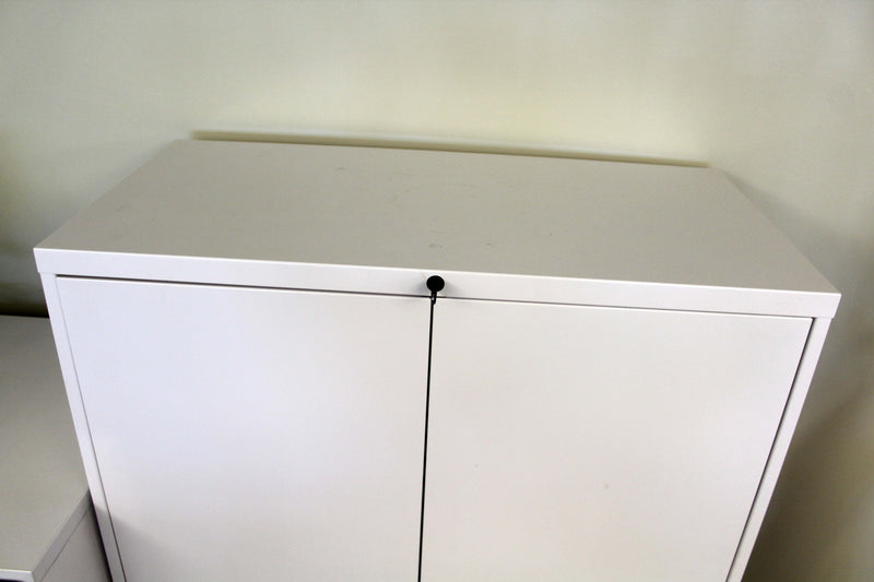 White Hybrid Unit Lateral File w Storage Cabinet